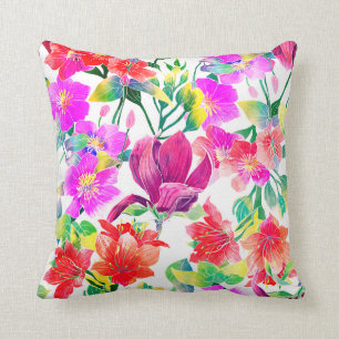 Elegant Tropical Colourful Flowers Cushion