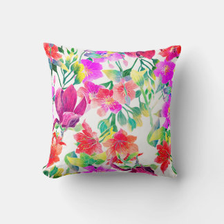 Elegant Tropical Colourful Flowers Cushion