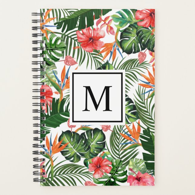 Elegant Tropical Custom Monogrammed Planner (Front)