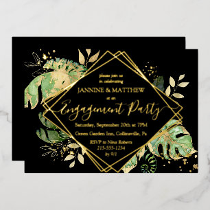 Elegant Tropical Engagement Party Black & Gold