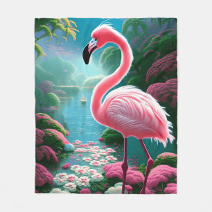 Elegant Tropical Flamingo-70852 Fleece Blanket