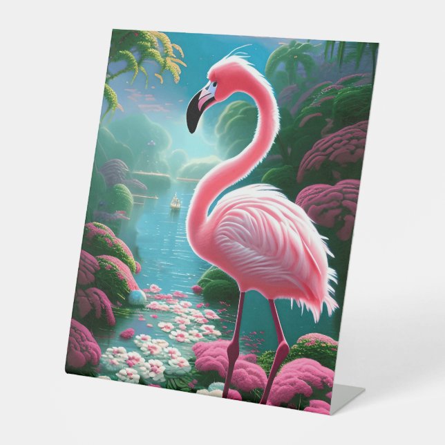 Elegant Tropical Flamingo-70852 Pedestal Sign (Front)