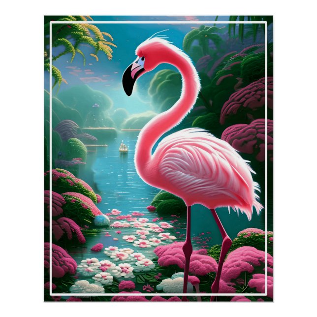 Elegant Tropical Flamingo-70852 Poster (Front)