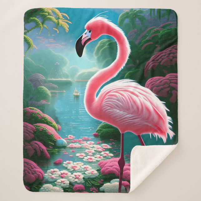 Elegant Tropical Flamingo-70852 Sherpa Blanket (Front)