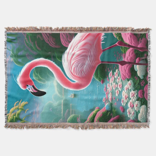 Elegant Tropical Flamingo-70852 Throw Blanket (Front)