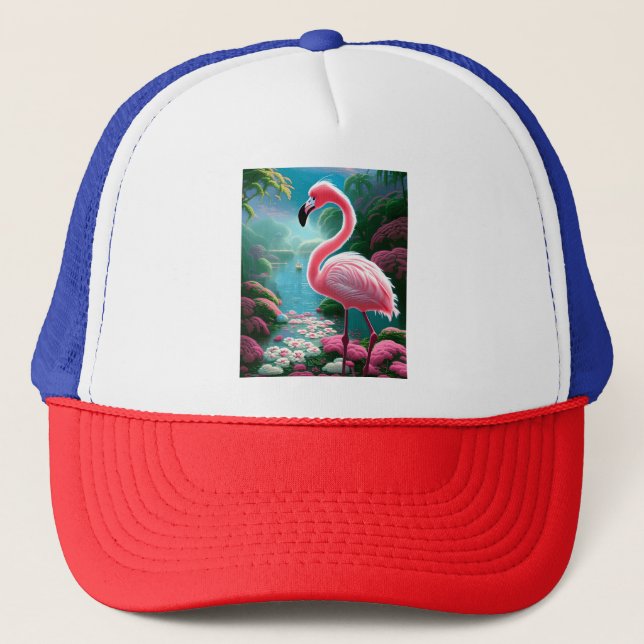 Elegant Tropical Flamingo-70852 Trucker Hat (Front)