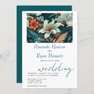 Elegant Tropical Floral Botanical Design Wedding Invitation