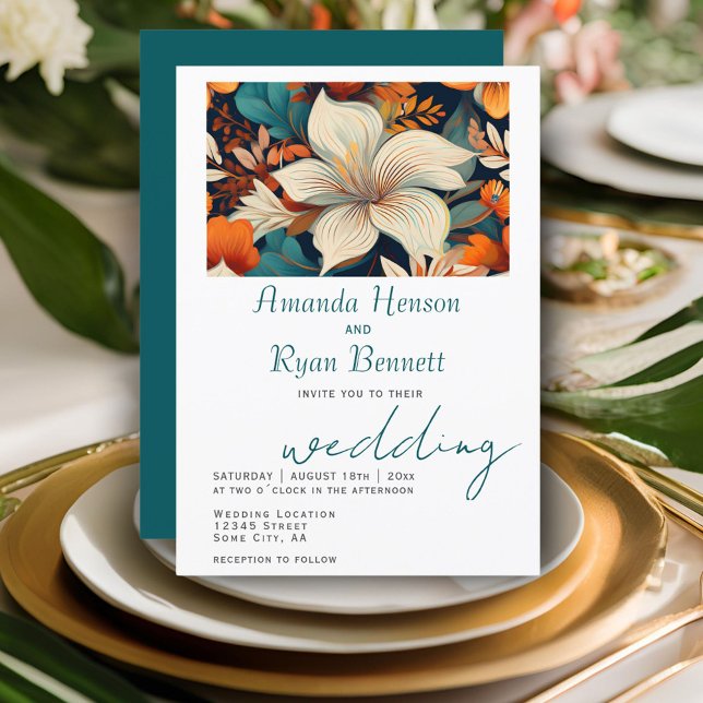 Elegant Tropical Floral Botanical Design Wedding Invitation (Creator Uploaded)