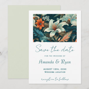 Elegant Tropical Floral Botanical Design Wedding Save The Date