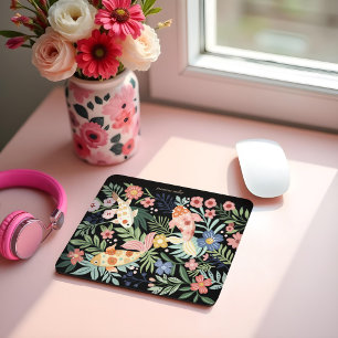 Elegant Tropical Floral Botanical Koi Fish Pond Mouse Pad