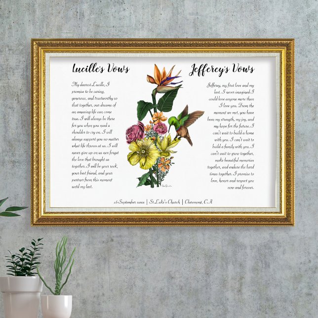 Elegant Tropical Floral Custom Wedding Vow Art Poster (Creator Uploaded)