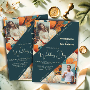 Elegant Tropical Floral Flower 2 Photo Wedding  Invitation