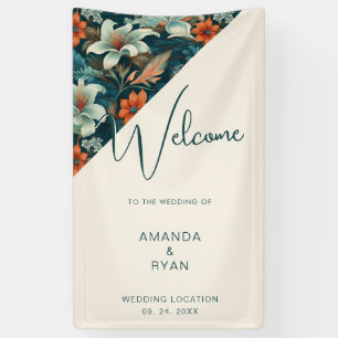 Elegant Tropical Floral Flower Pattern Wedding Banner