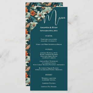 Elegant Tropical Floral Flower Wedding Menu