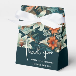Elegant Tropical Floral Flower Wedding Thank you Favour Box