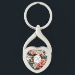 Elegant Tropical Floral Monogram Heart Keychain<br><div class="desc">Carry paradise with you with this luxurious heart-shaped metal keychain. Featuring a vibrant tropical hibiscus and orchid design with elegant golden accents. Perfectly customizable with your initial or name. A chic and durable gift for weddings, new homes, or a special personalized treat for her.</div>
