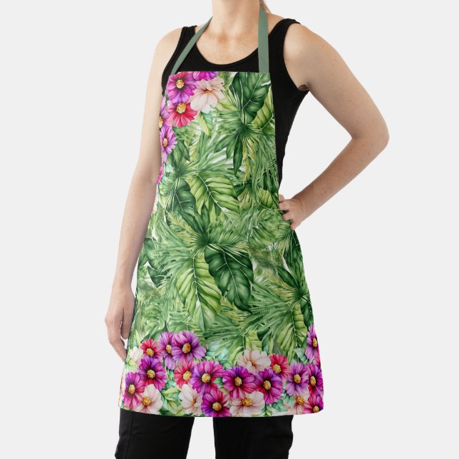 Elegant Tropical Floral Pattern  Apron (Insitu)