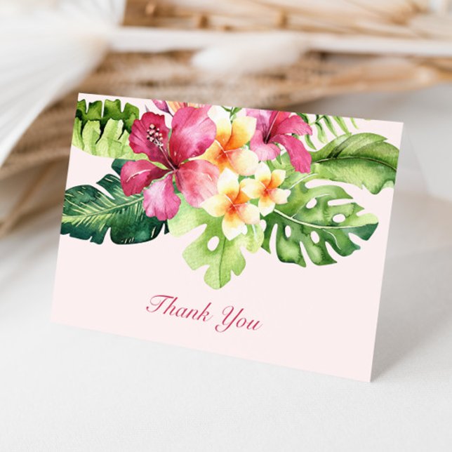 Elegant Tropical Floral Pink Thank You Card (Creator Uploaded)