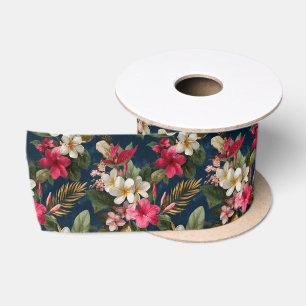 Elegant Tropical Floral Ribbon Satin Ribbon