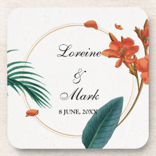 Elegant Tropical Floral Wedding Coaster