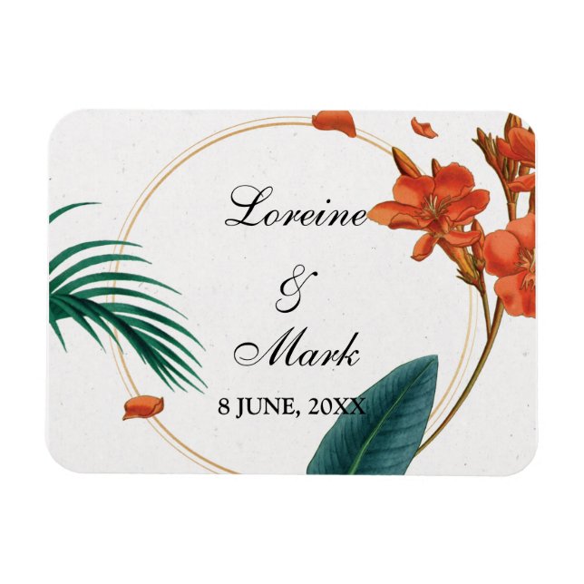 Elegant Tropical Floral Wedding Magnet (Horizontal)
