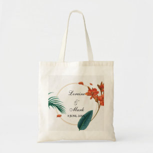 Elegant Tropical Floral Wedding Tote Bag
