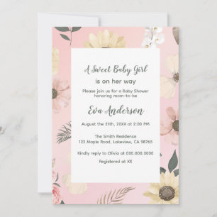 Elegant Tropical Flower Baby Shower Invitation