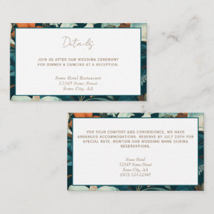 Elegant Tropical Flowers Floral Wedding Details Enclosure Card