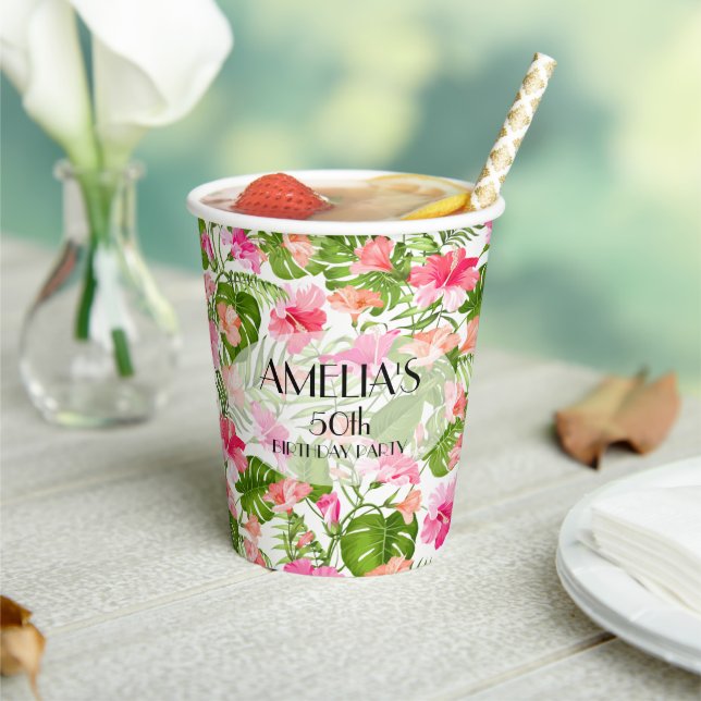 Elegant Tropical Flowers Paper Cups (Insitu)