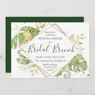 Elegant Tropical Gold Bridal Brunch Shower Invitation