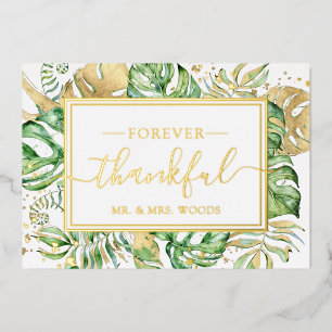 Elegant Tropical Gold Foil Wedding Thank You Card