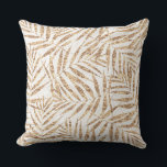 Elegant Tropical Gold Palm Leaves Cushion<br><div class="desc">The stunning palm leaves tropical design highlights a beautiful blend of faux gold shades that range from light to dark. The fresh white background is enhanced with a faux gold glitter glow effect, giving it an elegant and glamourous touch. This tropical and inspired pattern is a perfect choice for adding...</div>