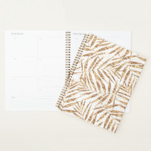 Elegant Tropical Gold Palm Leaves Planner
