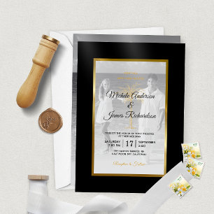 Elegant Tropical Gold Palm Tree Modern Wedding Vellum Invitations