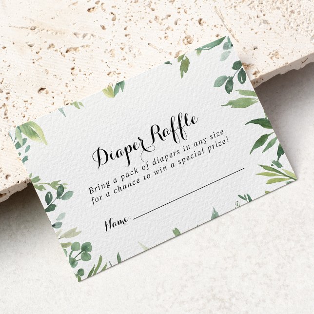 Elegant Tropical Green Diaper Raffle Ticket Enclosure Card (Creator Uploaded)