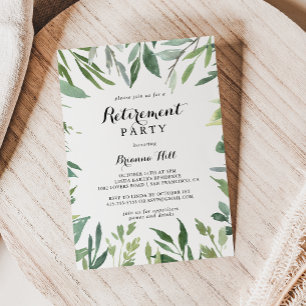 Elegant Tropical Green Foliage Retirement Party Invitation