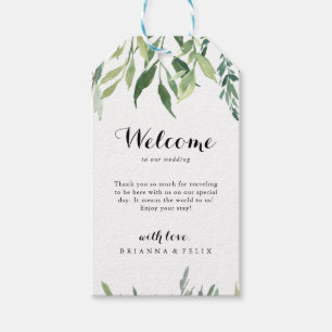 Elegant Tropical Green Foliage Wedding Welcome Gift Tags
