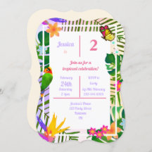 Elegant Tropical Green Palm Floral 2nd Birthday