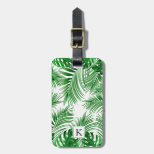 elegant Tropical green palm leaf pattern Luggage Tag