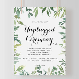 Elegant Tropical Green Unplugged Ceremony Sign