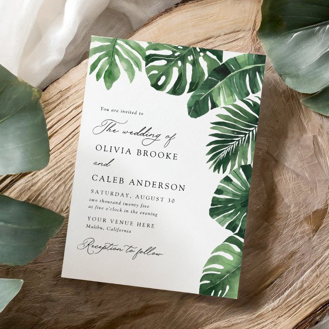 Elegant Tropical Greenery Wedding Invitation (Creator Uploaded)