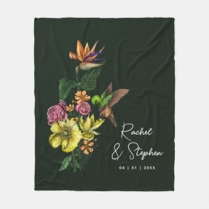 Elegant Tropical Hummingbird Floral Summer Wedding Fleece Blanket