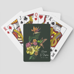 Elegant Tropical Hummingbird Floral Summer Wedding Playing Cards