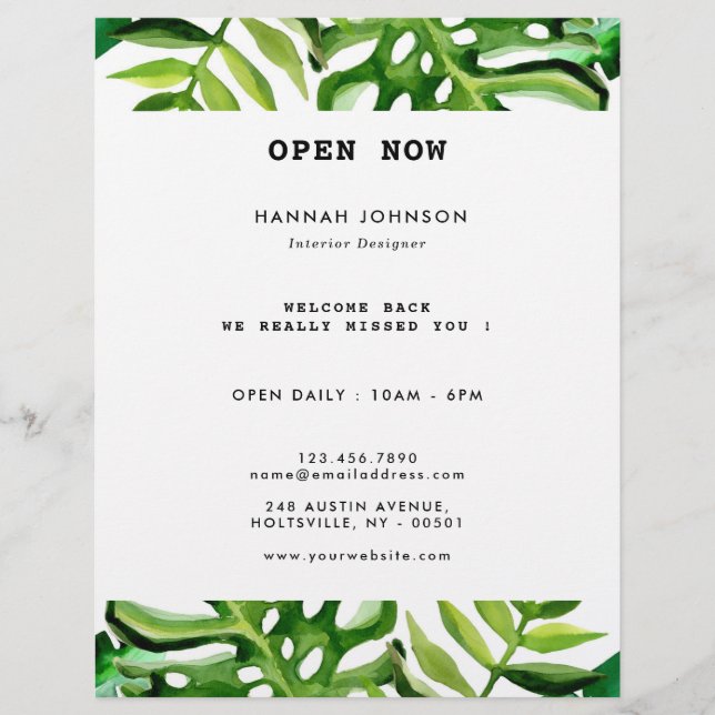 Elegant Tropical Interior Designer Flyer (Front)