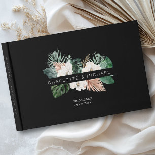 Elegant, tropical, leafy wedding guest book
