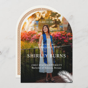 Elegant Tropical Leave Graduation Photo  Invitation