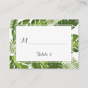 Elegant Tropical leaves place escort table card
