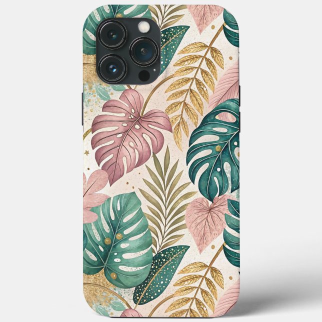 Elegant Tropical Monsteras Boho Case-Mate iPhone Case (Back)