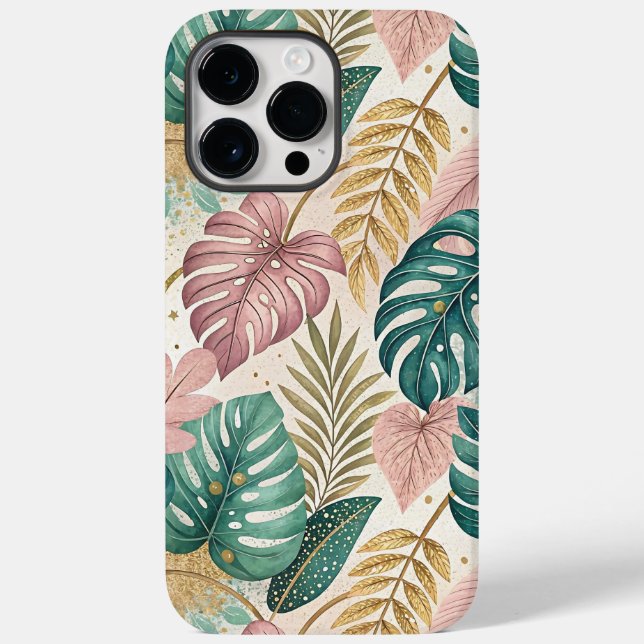 Elegant Tropical Monsteras Boho Case-Mate iPhone Case (Back)