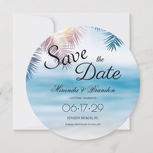 Elegant Tropical Ocean Summer Beach Save the Date (Front)